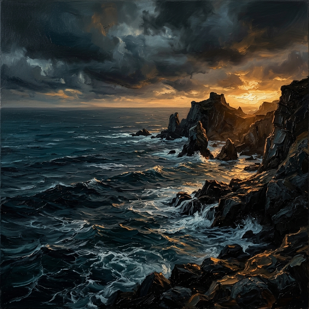 Rocky coastline at golden hour
