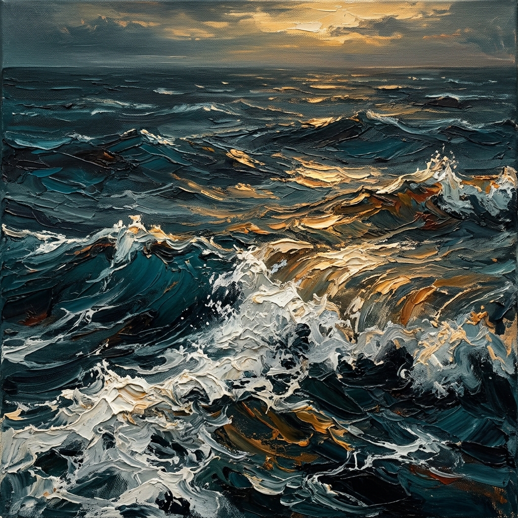 Ocean waves in golden light